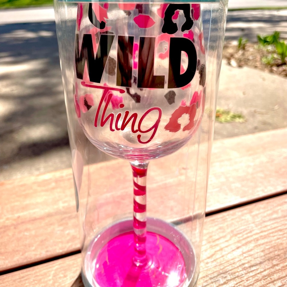 ‘Wild Thing’ Hand Painted Wine Glass by Raise A Glass - Brand New in Box!